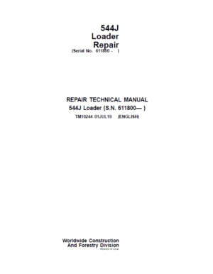 John Deere 544J Loader Repair Technical Manual