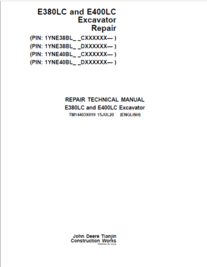 John Deere E380LC, E400LC Excavator Repair Manual