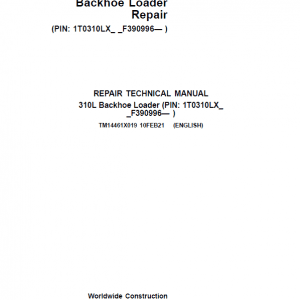 John Deere 310L Backhoe Loader Repair Services Manual SN