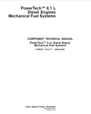 John Deere PowerTech 8.1L Diesel Engines Mechanical Fuel Systems Repair Manual