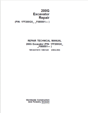 John Deere 200G Excavator Repair Service
