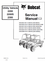 Bobcat 2200, 2200s and 2300 Utility Vehicle Service Manual