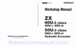 Hitachi ZX40U-3, ZX50U-3 Mini Excavator Service Repair Manual