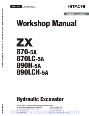 Hitachi ZX870-5A and 890H-5A Excavator Service Repair Manual