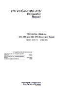 John Deere 27C ZTS, 35C ZTS Excavator Repair Service Manual