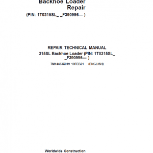 John Deere 315SL Backhoe Loader Service Manual SN