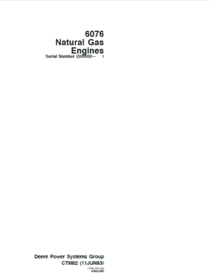 John Deere 6076 Natural Gas Engines Technical Manual
