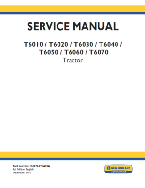 New Holland T6010, T6020, T6030 Tractor Service Manual