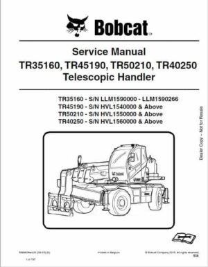 Bobcat TR35160, TR40250, TR45190, TR50210 versaHANDLER Telescopic Service Repair Manual