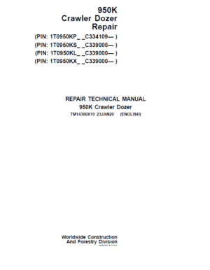 John Deere 950K Crawler Dozer Repair Service Manual