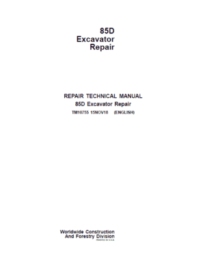 John Deere 85D Excavator Repair Service Manual