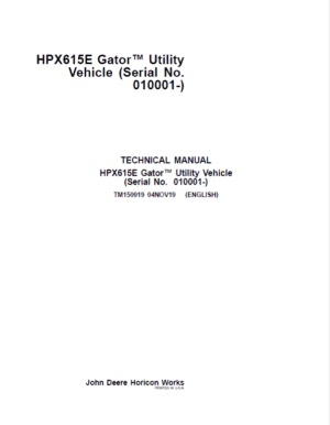 John Deere HPX615E Gator Utility Vehicles Repair Service Manual