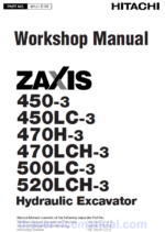 Hitachi ZX450-3, ZX470LCH-3 and ZX520LCH-3 Excavator Service Repair Manual