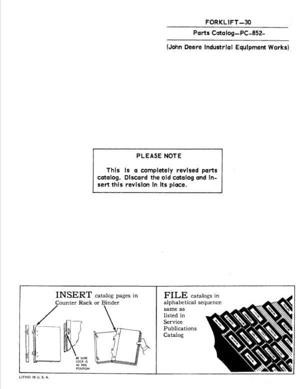 John Deere 30 Forklift Attachements Parts Catalog Manual