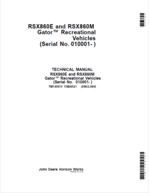 John Deere RSX860E, RSX860M Gator Recreational Vehicles Repair Manual