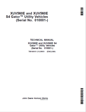 John Deere XUV560E, XUV560E S4 Gator Utility Vehicles Repair Manual