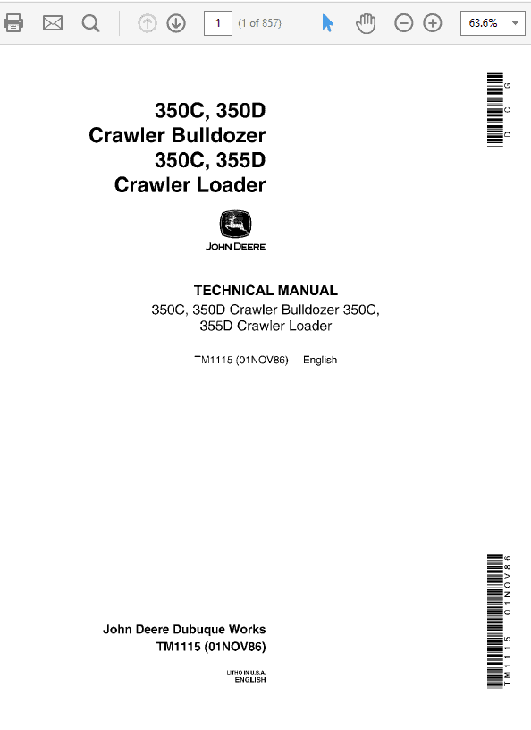 John Deere 350C, 350D, 355D Tractor Service Manual