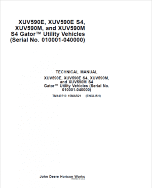 John Deere XUV590M, XUV590M S4 Gator Utility Vehicles Repair Manual