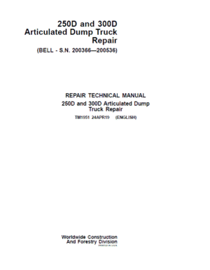 John Deere 250D, 300D Dump Truck Service Manual