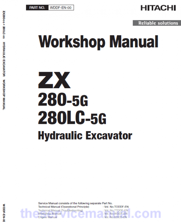Hitachi ZX280-5G and ZX280LC-5G ZAXIS Excavator Repair Manual