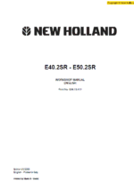New Holland E40.2SR and E50.2SR Mini Excavator Service Manual