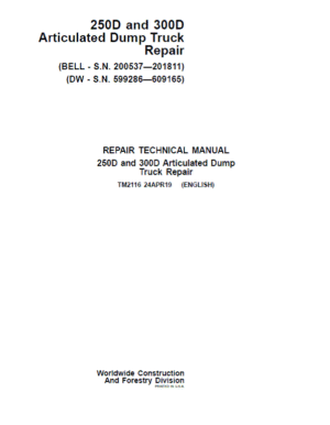 John Deere 250D, 300D Dump Truck Services Manual