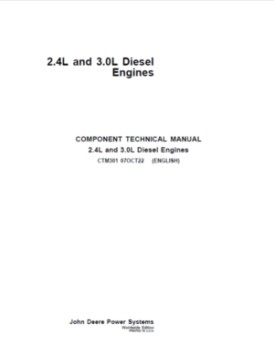 John Deere 2.4L & 3.0L Diesel Engines Repair Service Manual