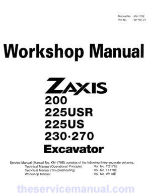 Hitachi ZX200, ZX225USR, ZX230 and ZX270 ZAXIS Excavator Repair Manual