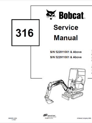 Bobcat 316 Excavator Service Manual