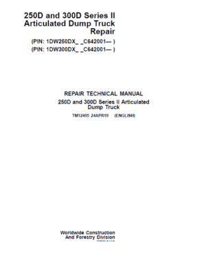 John Deere 250D, 300D Series 2 Dump Truck Services Manual