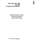 John Deere 842, 852, 854, 862, 864 Forage Round Baler Service Repair Manual