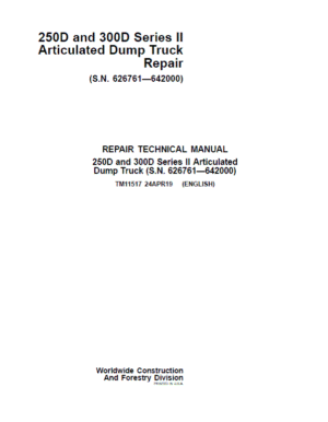 John Deere 250D, 300D Series 2 Dump Truck Service Manual