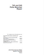 John Deere 740, 840 Feller Buncher Service Repair Manual