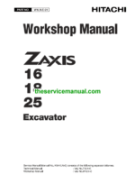 Hitachi ZX16, ZX18, ZX25 Mini Excavator Workshop Repair Manual