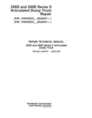 John Deere 250D, 300D Series 02 Dump Truck Service Manual