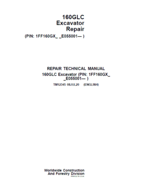 John Deere 160GLC Excavator Repair Service
