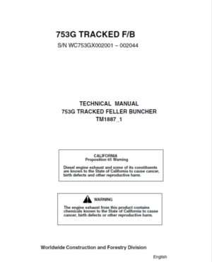 John Deere 753G Feller Buncher Service Repair Manual
