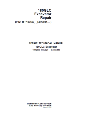 John Deere 180GLC Excavator Repair Service