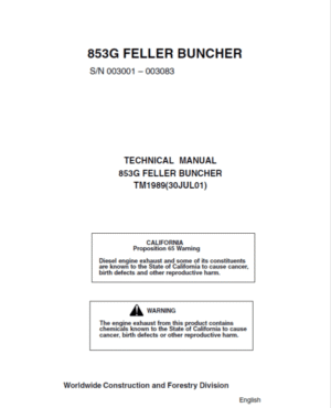 John Deere 853G Feller Buncher Service Repair Manual