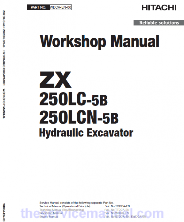 Hitachi ZX250LC-5B and ZX250LCN-5B ZAXIS Excavator Repair Manual