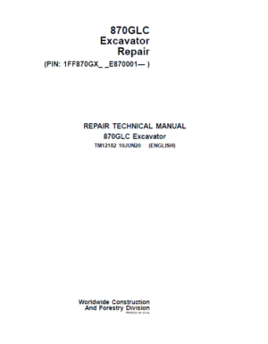 John Deere 870GLC Excavator Repair Service
