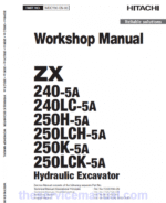 Hitachi ZX240-5A, ZX240LC-5A and ZX250LCH-5A Excavator Repair Manual