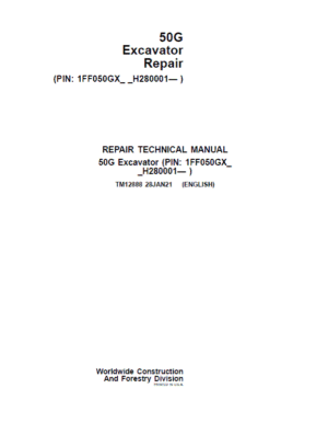 John Deere 50G Excavator Repair Service Manual