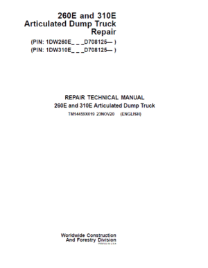 John Deere 260E, 310E Articulated Dump Truck Service Manual