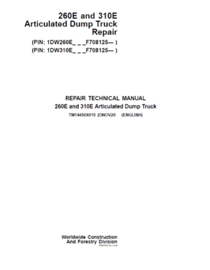 John Deere 260E, 310E Articulated Dump Truck Services Manual
