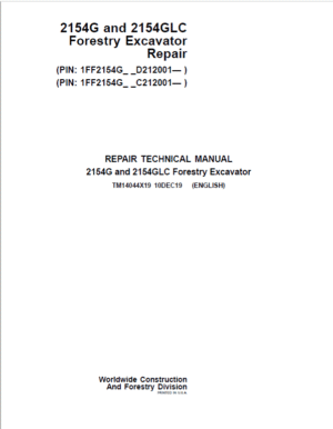 John Deere 2154G, 2154GLC Swing Excavator Repair Manual