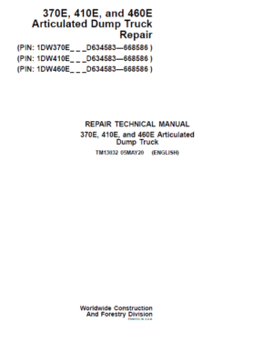 John Deere 370E, 410E, 460E Dump Truck Services Manual