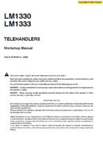 New Holland LM1330 and LM1333 Telehandlers Service Manual