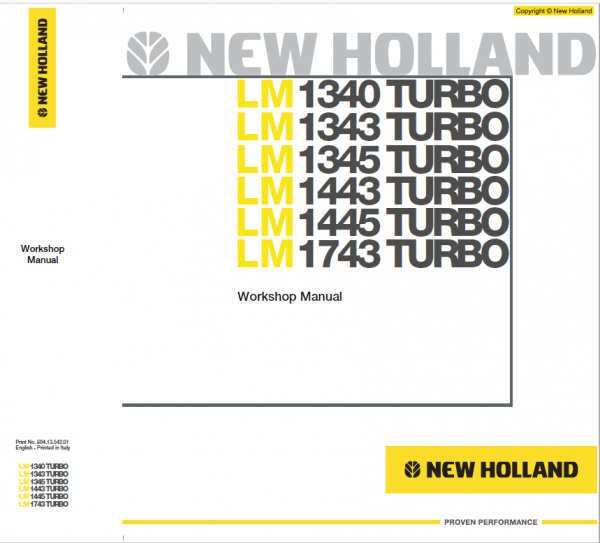 New Holland LM1745 Telehandlers Service Manual