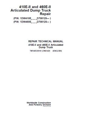 John Deere 410E II, 460E II Articulated Dump Truck Service Manual